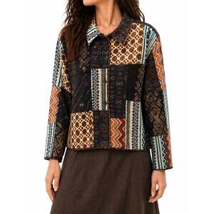 CHICO’S Patchwork Jacket Boho Southwestern Tapestry Statement Jacket Size 3 XL